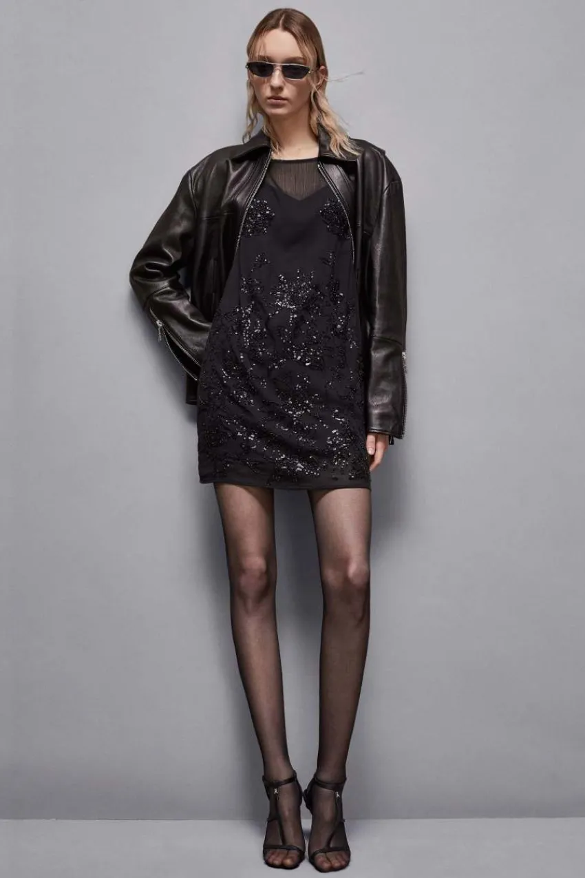 Patrizia Pepe Mini<Besticktes Kleid mit Perlen und Pailletten