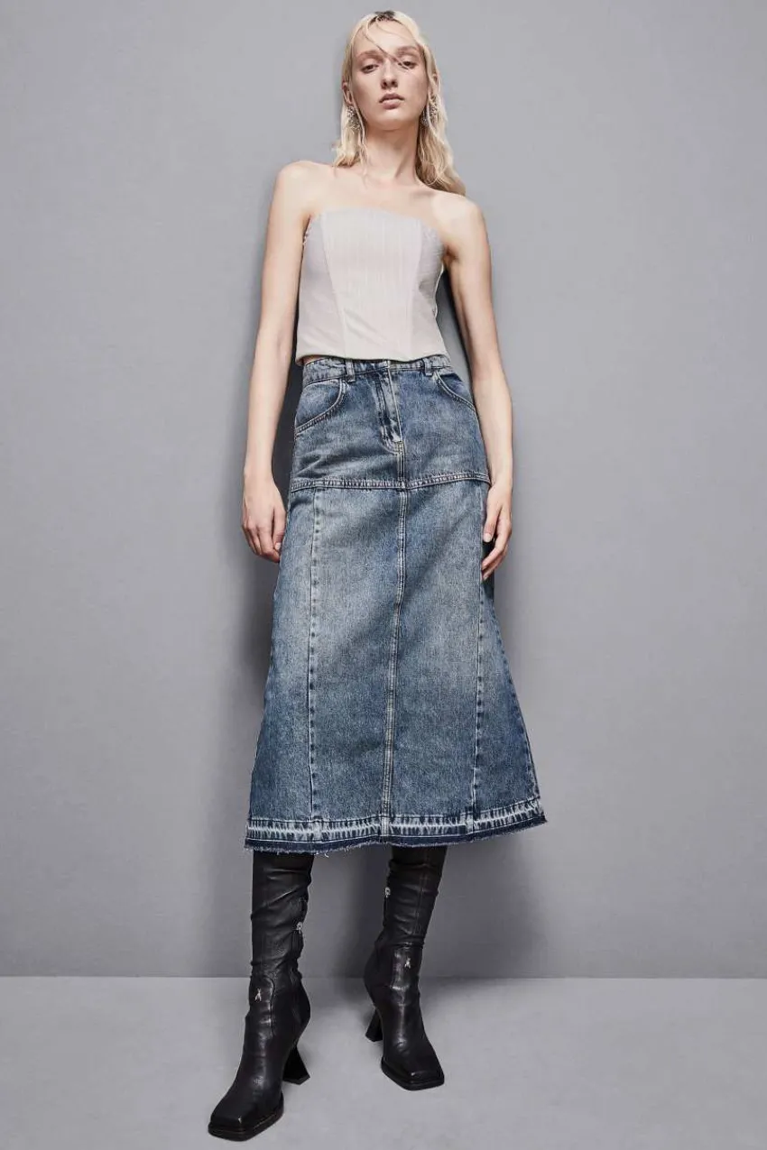 Patrizia Pepe Midiröcke<Blauer Jeans-Midirock