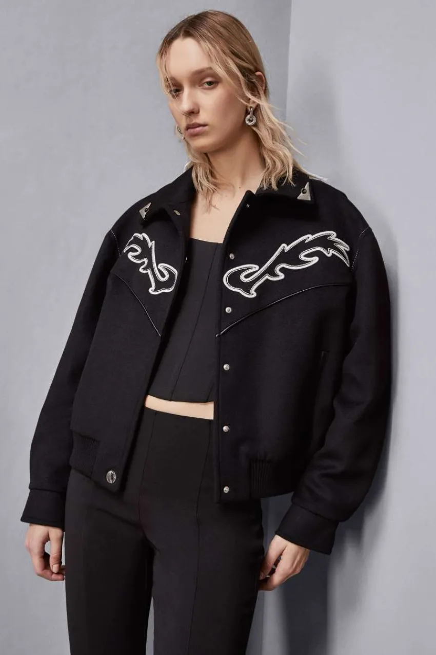 Patrizia Pepe Party Outfits | Jacken<Bomberjacke mit farblich abgesetzter Cowgirl-Stickerei