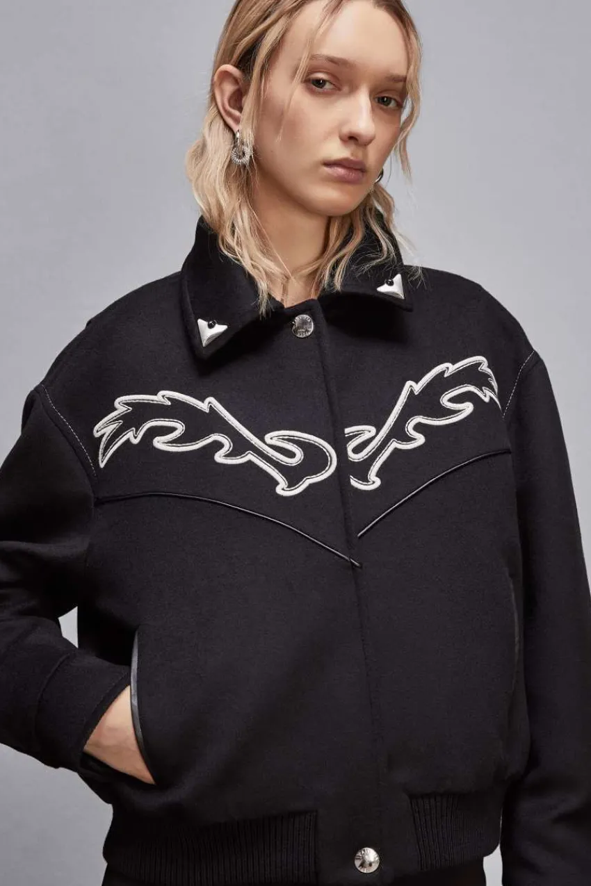 Patrizia Pepe Party Outfits | Jacken<Bomberjacke mit farblich abgesetzter Cowgirl-Stickerei