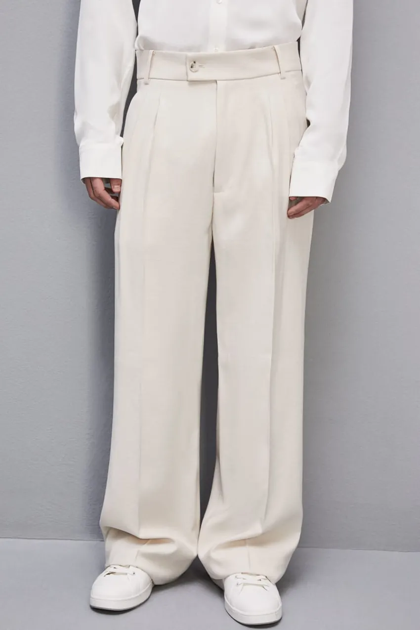Herren Patrizia Pepe Hosen<Bundfaltenhose aus Viskose-Twill
