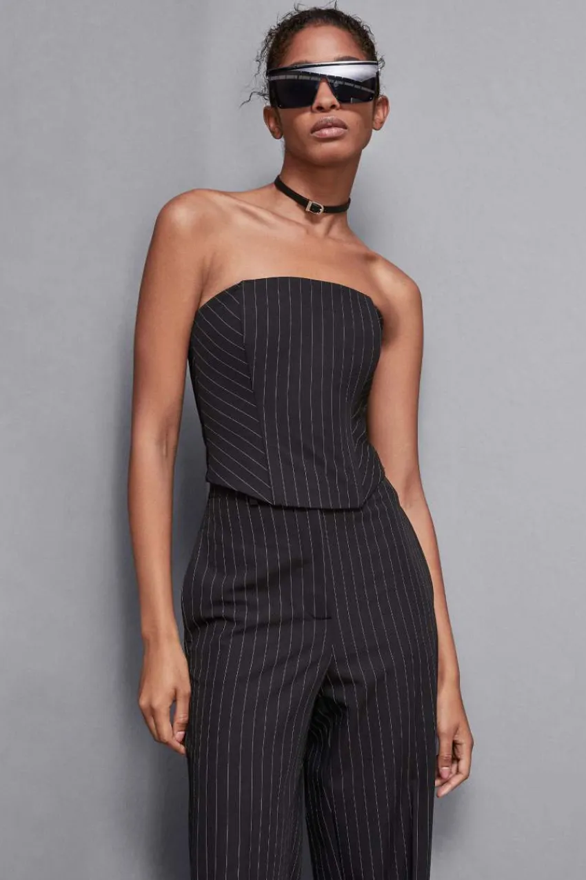 Patrizia Pepe Tops<Bustier-Oberteil mit Nadelstreifen aus Flanell