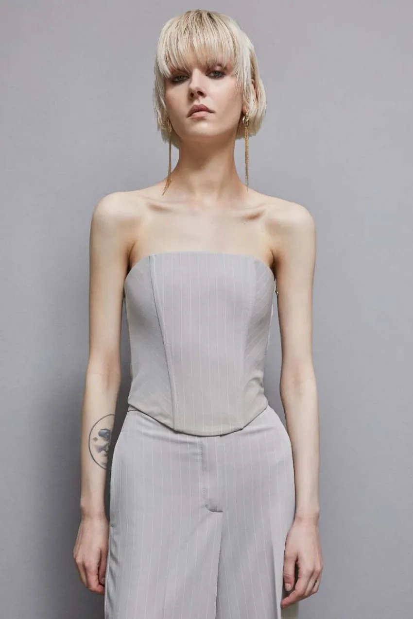 Patrizia Pepe Tops<Bustier-Oberteil mit Nadelstreifen aus Flanell