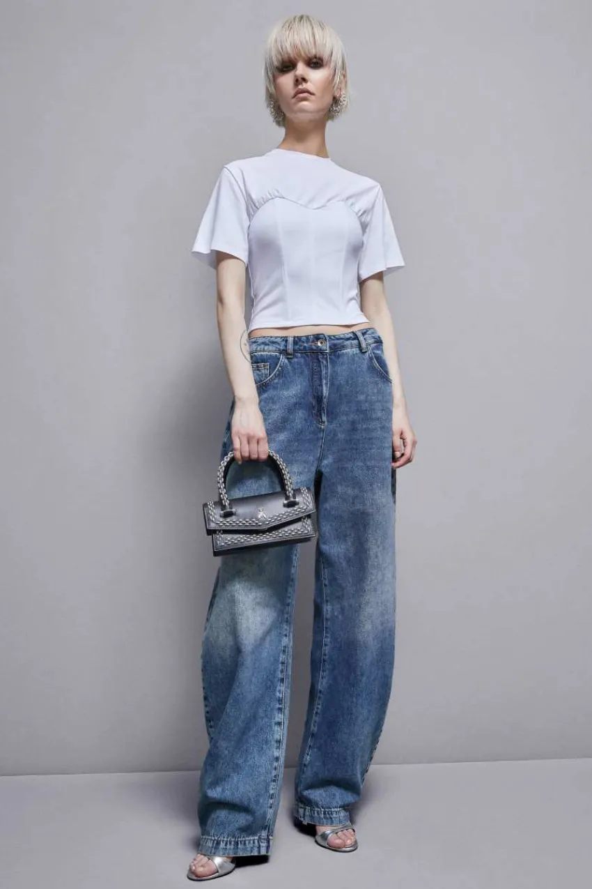 Patrizia Pepe T-shirts<Bustier-T-Shirt aus Baumwolljersey