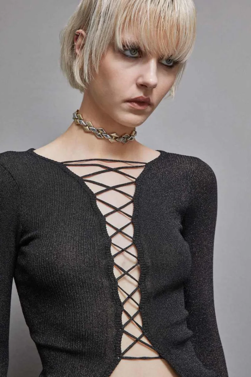 Patrizia Pepe Cardigans<Cardigan aus Rippstrick mit Lurex Essential