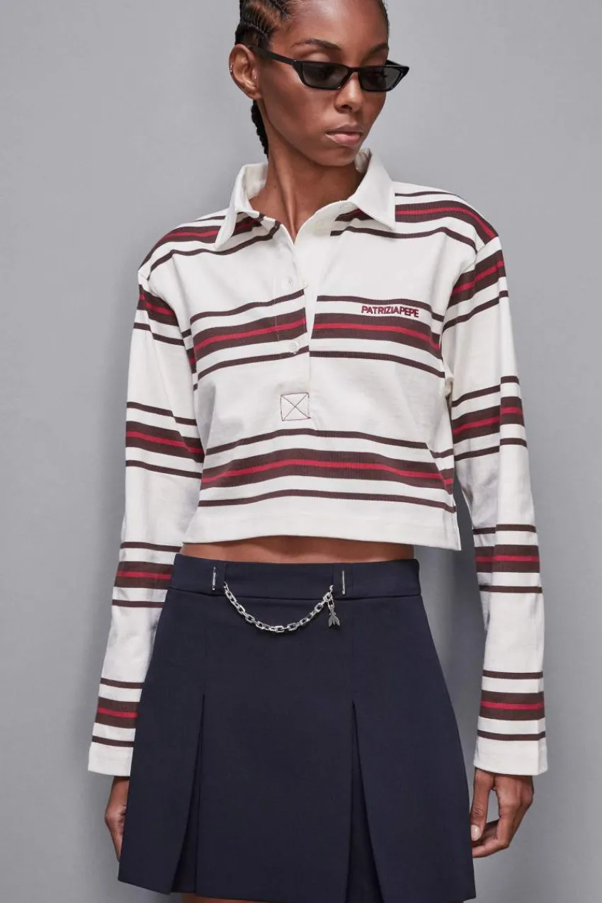 Patrizia Pepe Tops<Cropped Poloshirt mit langen Ärmeln