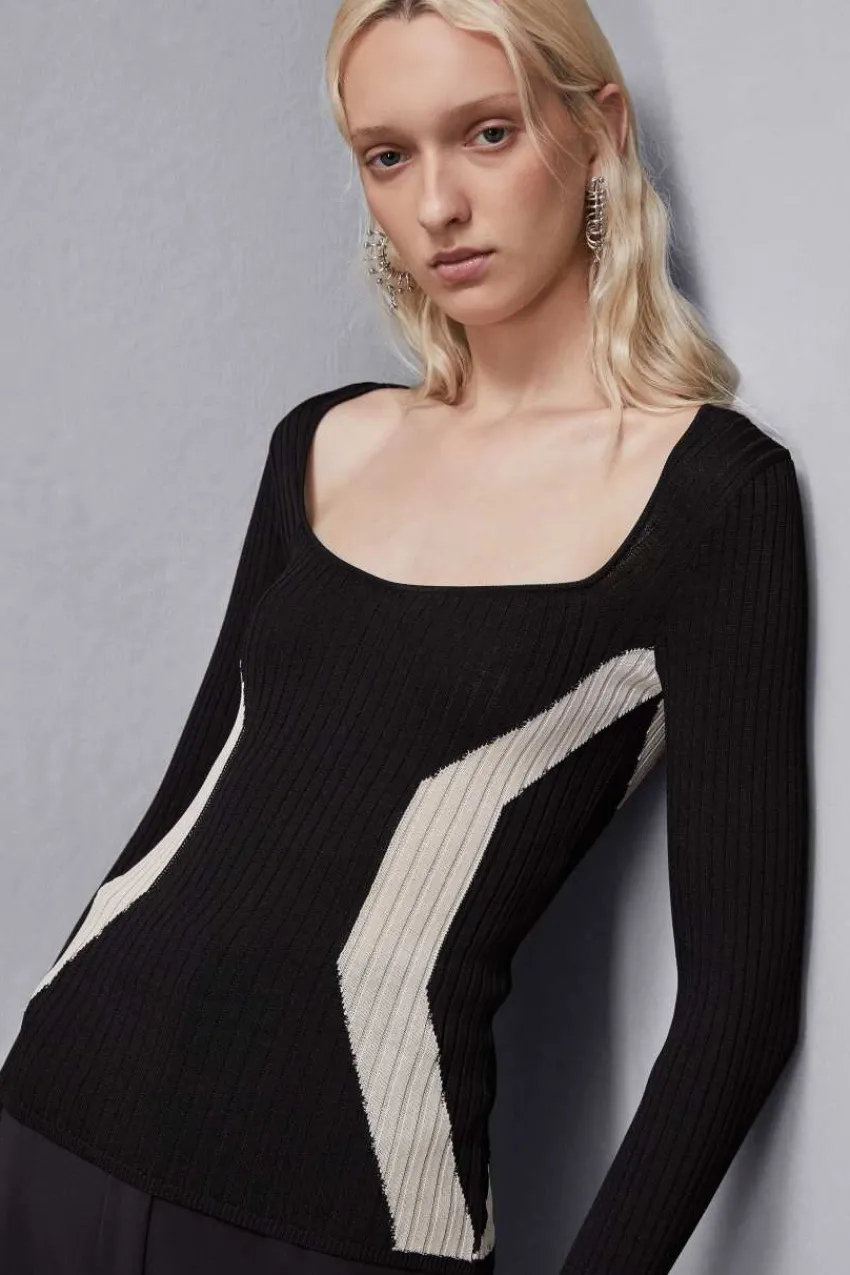 Patrizia Pepe Pullover<Gerippter Pullover aus Viskose-Mix