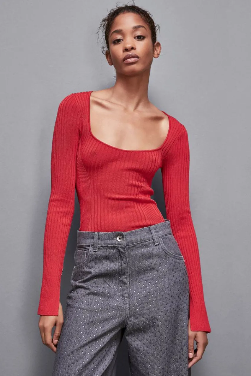 Patrizia Pepe Pullover<Gerippter Pullover aus Viskose-Mix