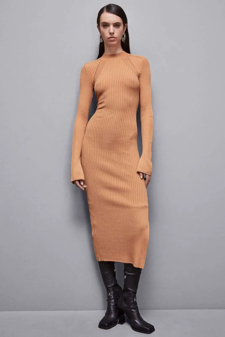 Patrizia Pepe Strick | Maxi<Geripptes Kleid aus Viskose-Mix