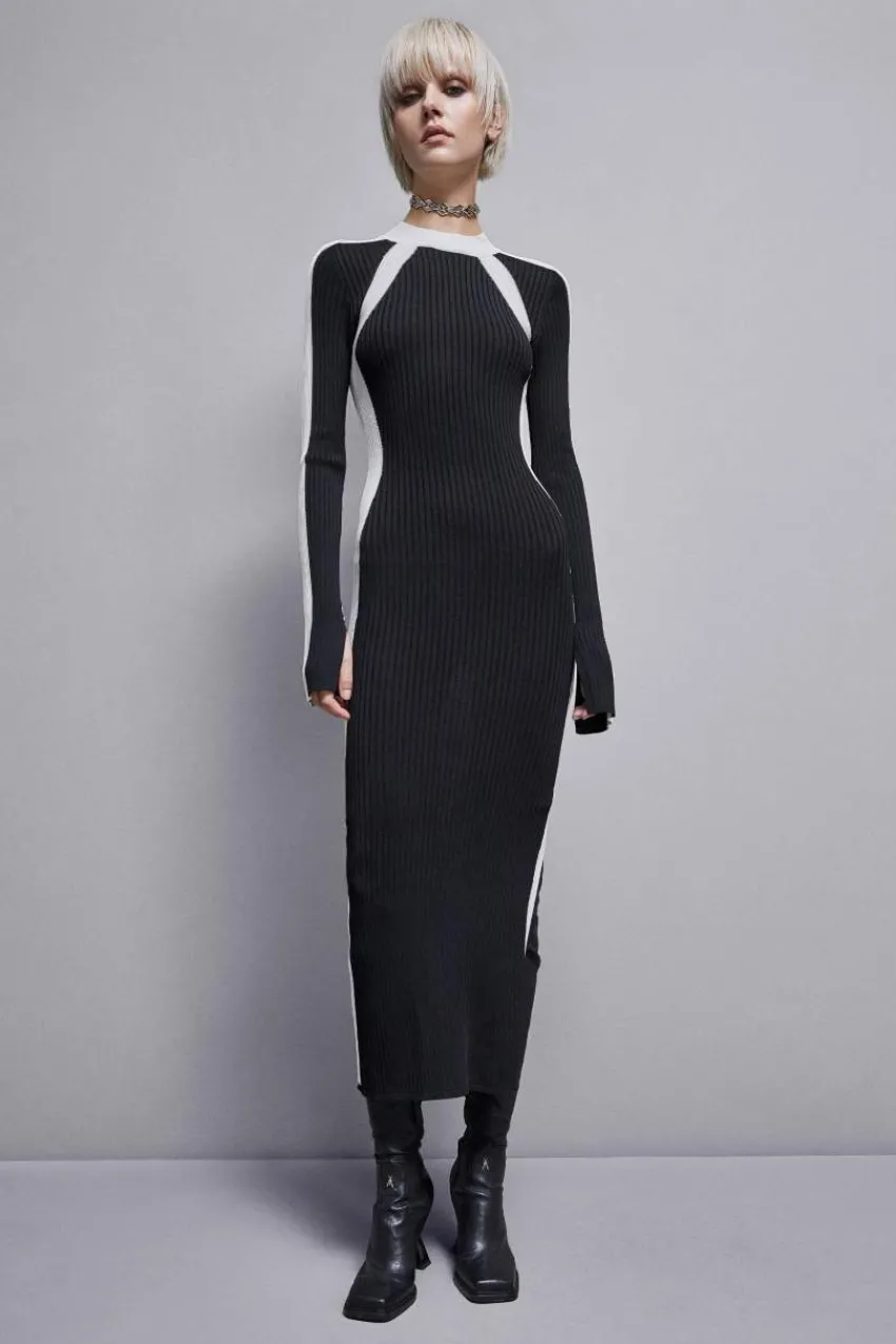 Patrizia Pepe Strick | Maxi<Geripptes Kleid aus Viskose-Mix