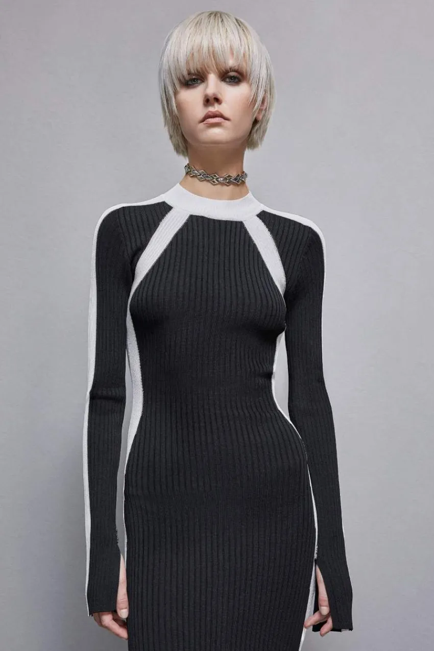 Patrizia Pepe Strick | Maxi<Geripptes Kleid aus Viskose-Mix