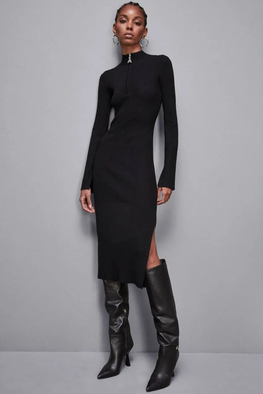 Patrizia Pepe Strick | Midi<Geripptes Midikleid aus Wolle