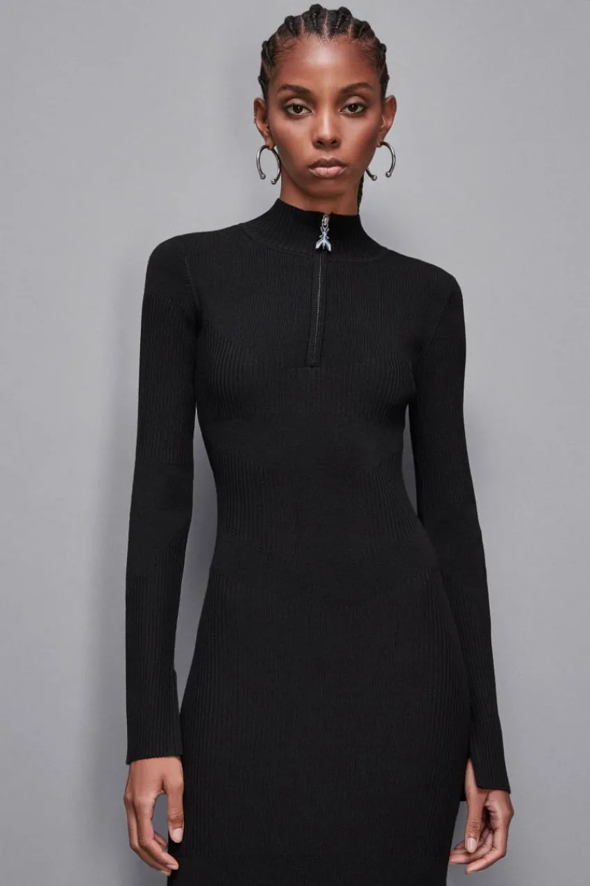 Patrizia Pepe Strick | Midi<Geripptes Midikleid aus Wolle
