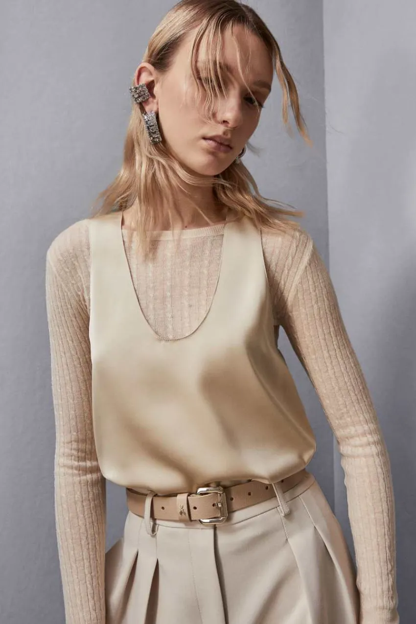 Patrizia Pepe Blusen<Glänzende Satinbluse
