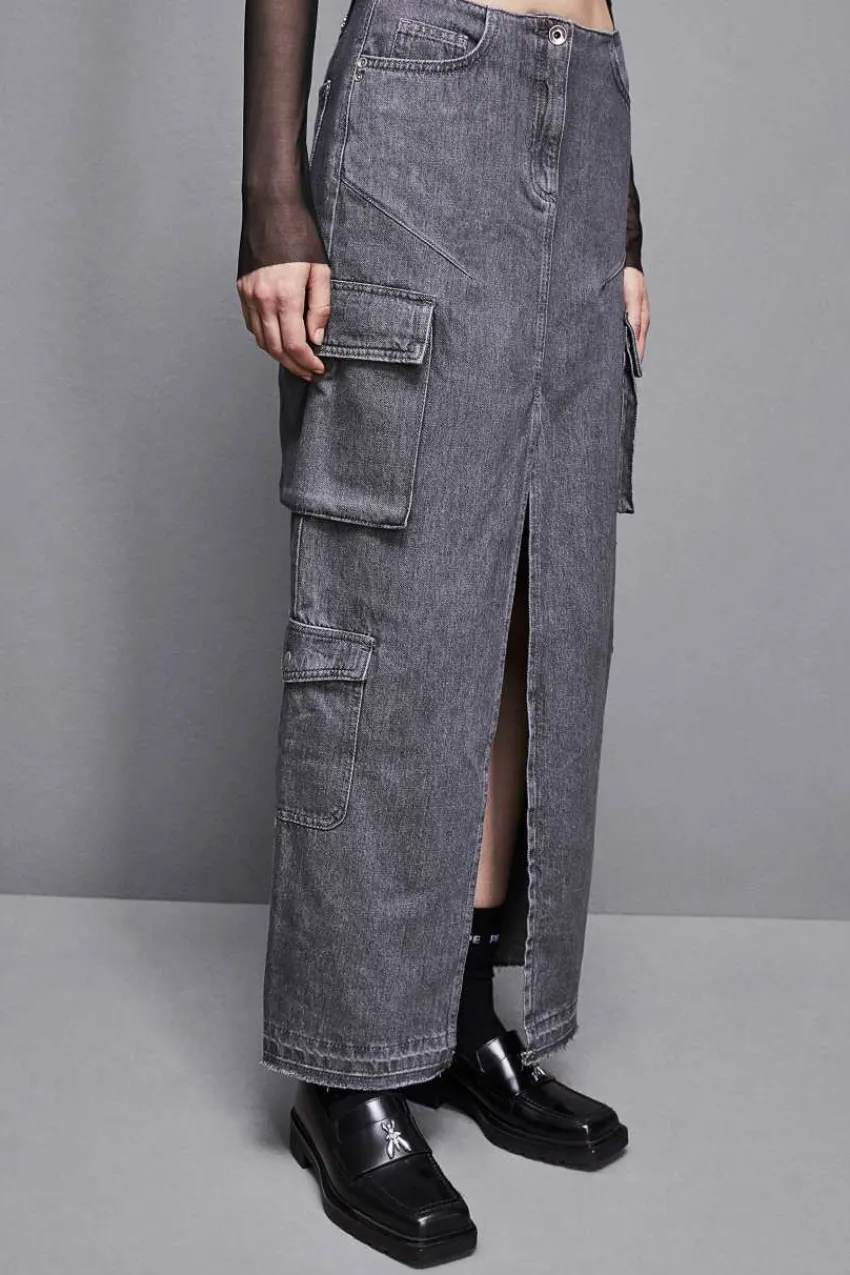 Patrizia Pepe Maxi<er langer Rock aus Denim