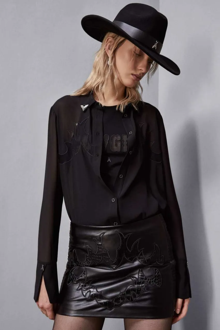 Patrizia Pepe Party Outfits | Hemdblusen<Hemd mit Cowgirl-Stickerei