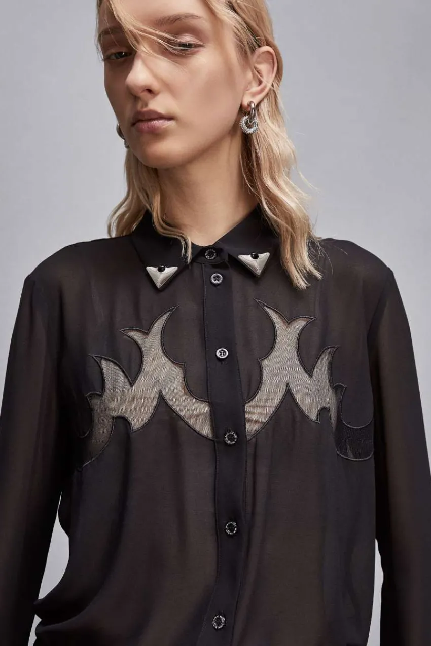 Patrizia Pepe Party Outfits | Hemdblusen<Hemd mit Cowgirl-Stickerei
