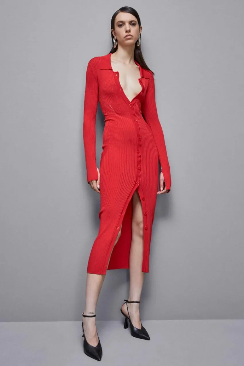 Patrizia Pepe Strick | Maxi<Hemdblusenkleid aus Viskose-Mix
