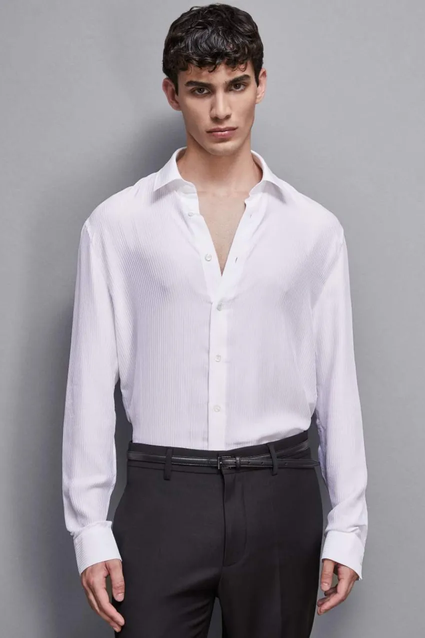 Herren Patrizia Pepe T-shirts & Hemdblusen<Jacquard-Hemd aus Viskose-Twill