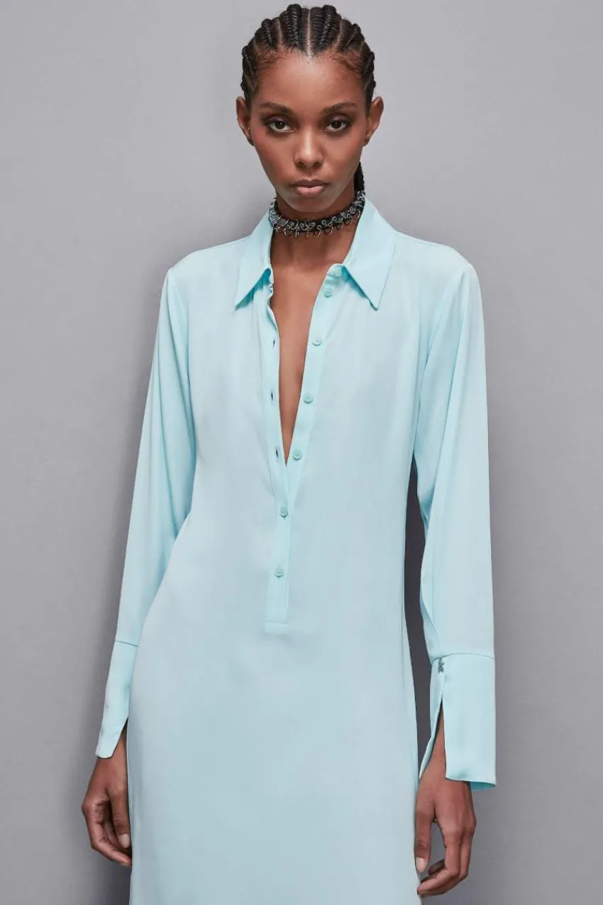 Patrizia Pepe Midi<Kleid mit Schärpe aus Twill Essential