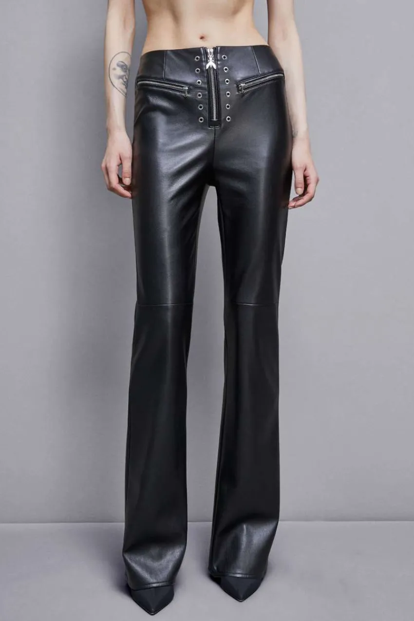 Patrizia Pepe Flare<Kunstleder-Schlaghose mit hoher Taille