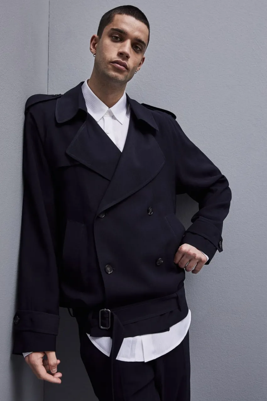 Herren Patrizia Pepe Jacken<Kurze Jacke aus Viskose-Twill in Trenchcoat-Optik