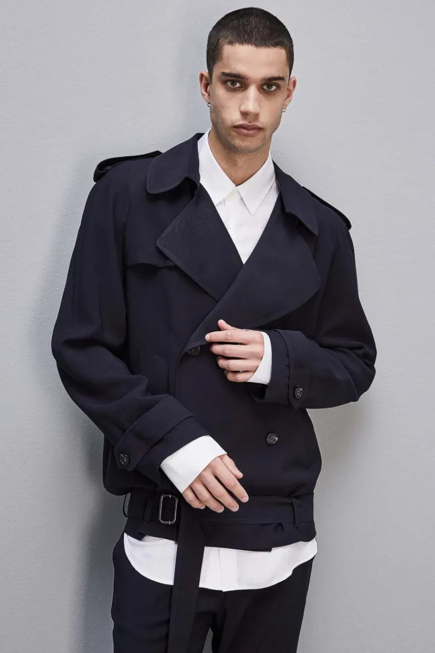 Herren Patrizia Pepe Jacken<Kurze Jacke aus Viskose-Twill in Trenchcoat-Optik