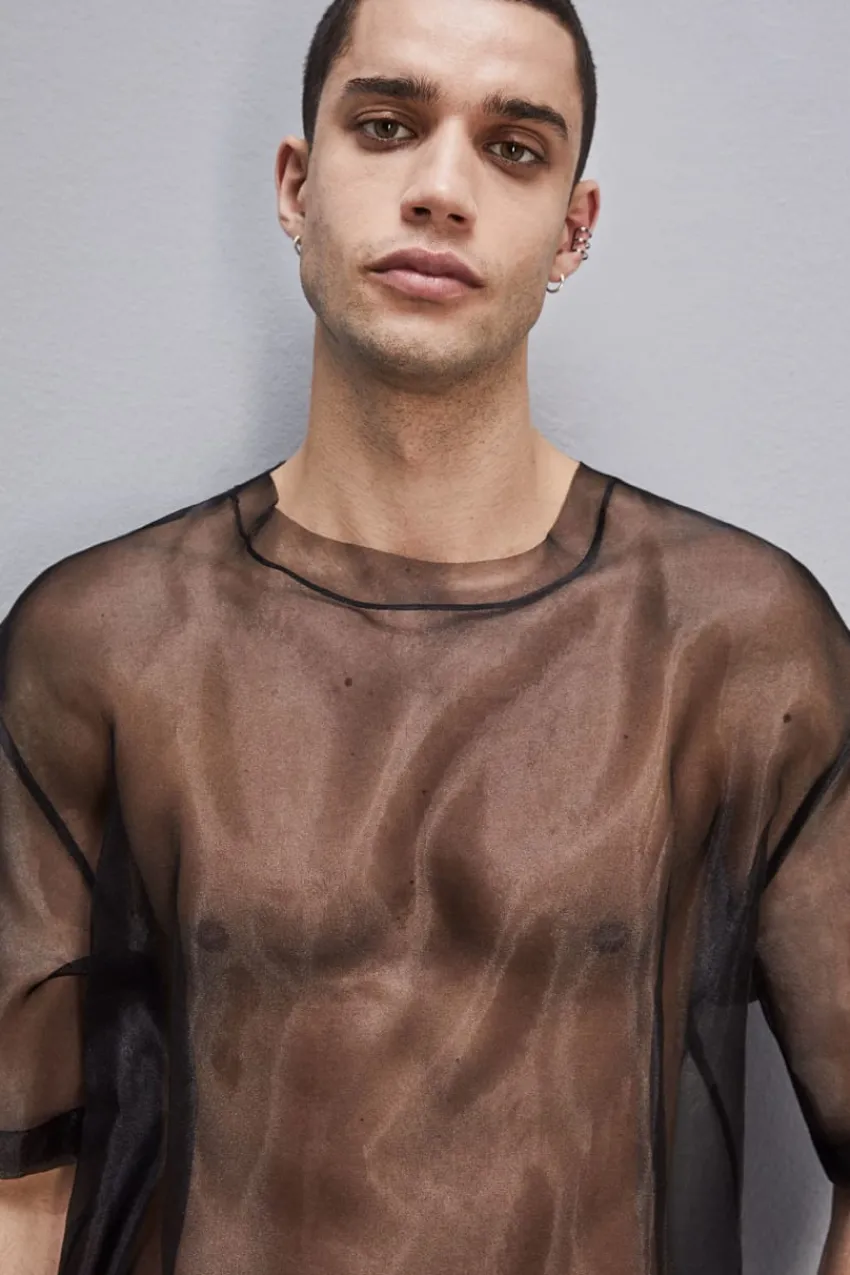 Herren Patrizia Pepe T-shirts & Hemdblusen<Kurzärmeliges Boxy T-Shirt mit ungesäumten Schnittkanten
