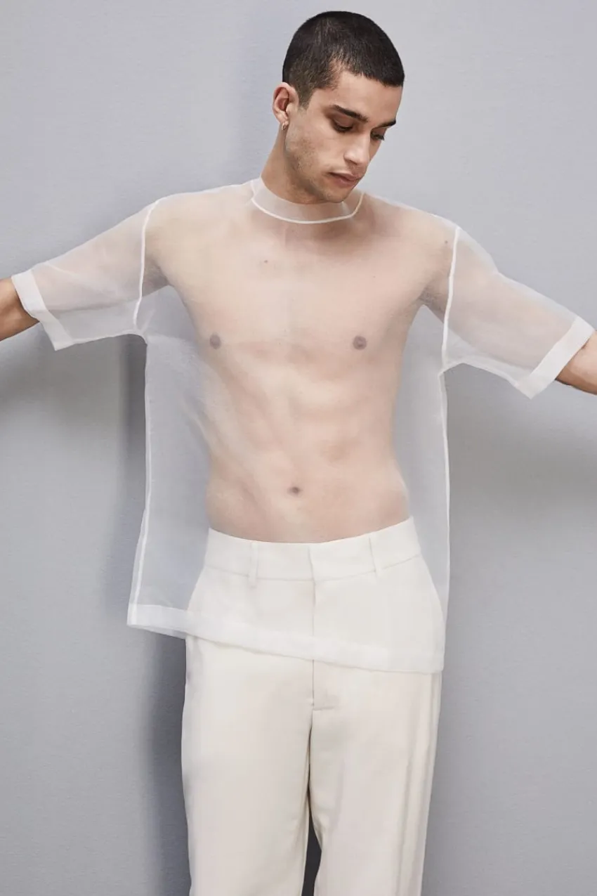 Herren Patrizia Pepe T-shirts & Hemdblusen<Kurzärmeliges Boxy T-Shirt mit ungesäumten Schnittkanten