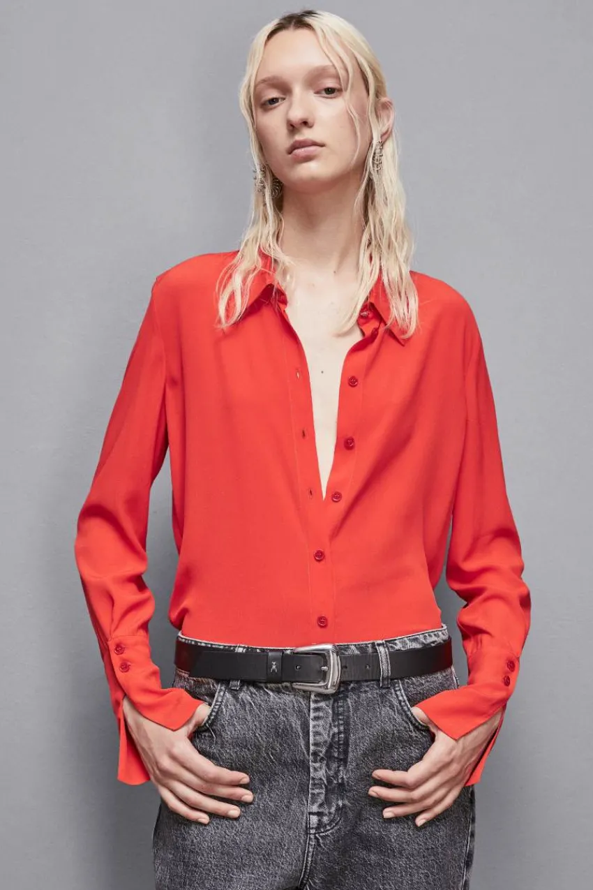 Patrizia Pepe Abschlussfeier Outfits | Hemdblusen<Langarmhemd aus Krepp Essential