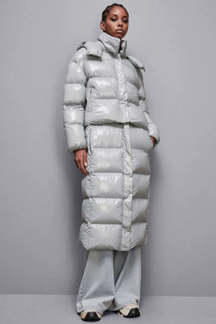 Patrizia Pepe Daunenjacken<Lange Daunenjacke aus glänzendem Nylon