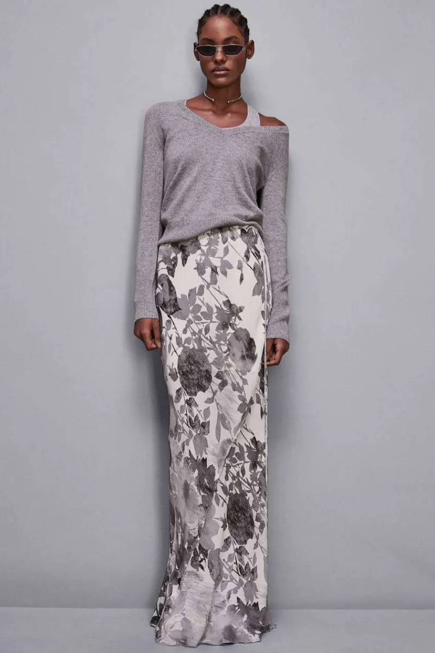 Patrizia Pepe Maxi<Langer Rock mit Blumen-Print