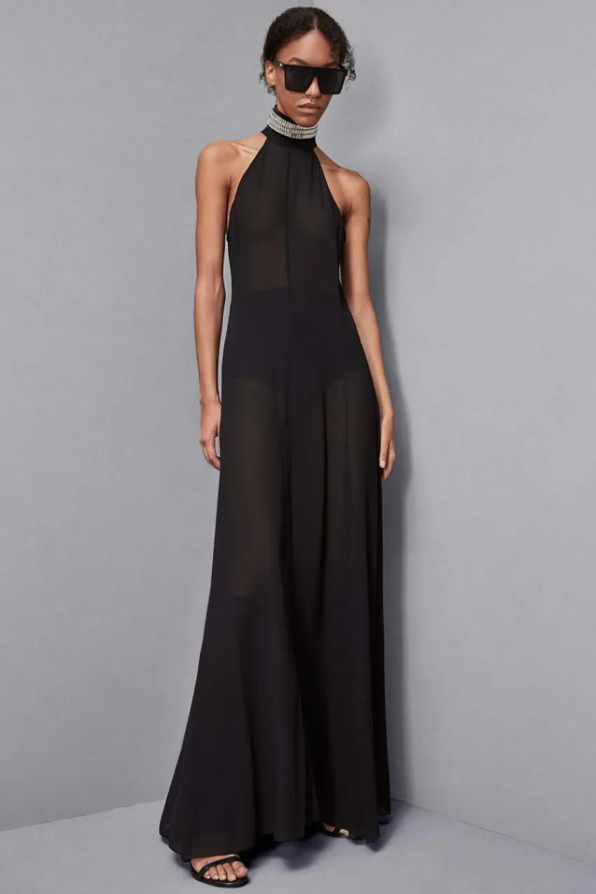 Patrizia Pepe Party Outfits | Maxi<Langes hochgeschlossenes Kleid aus Georgette