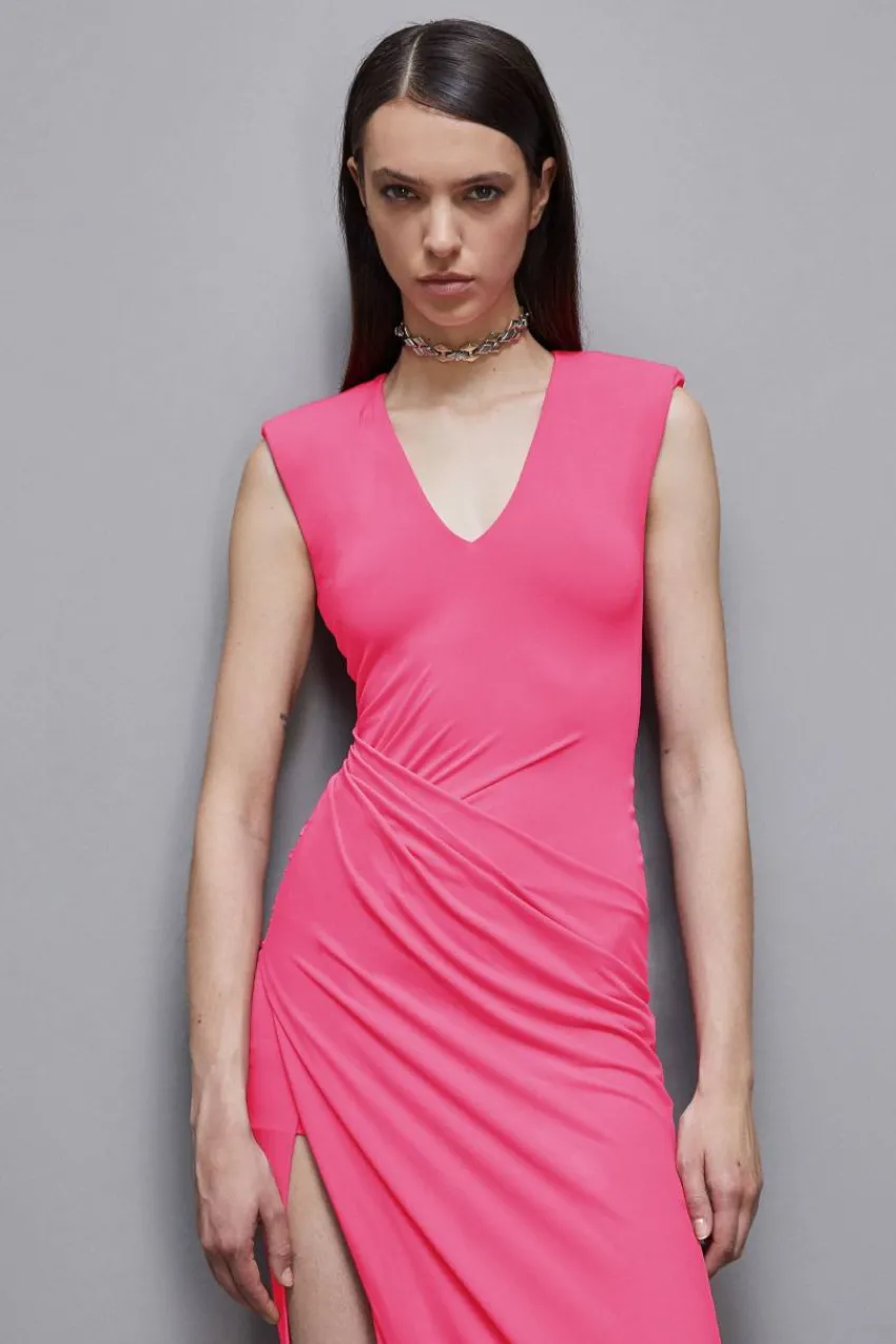 Patrizia Pepe Festlich & Cocktail | Festlich Kleidung<Langes Kleid mit Drapierung aus Krepp