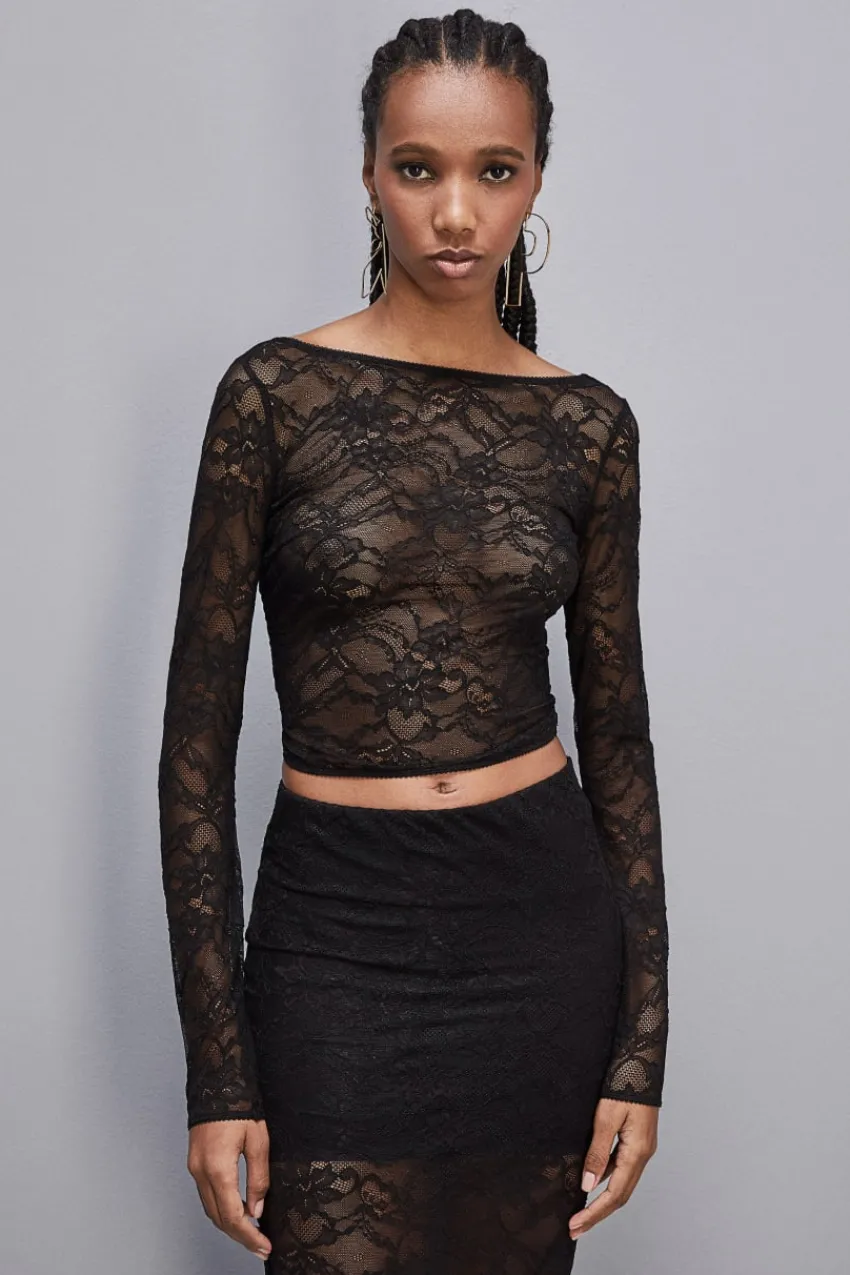 Patrizia Pepe Party Outfits | Tops<Langärmeliger Pullover aus Spitze