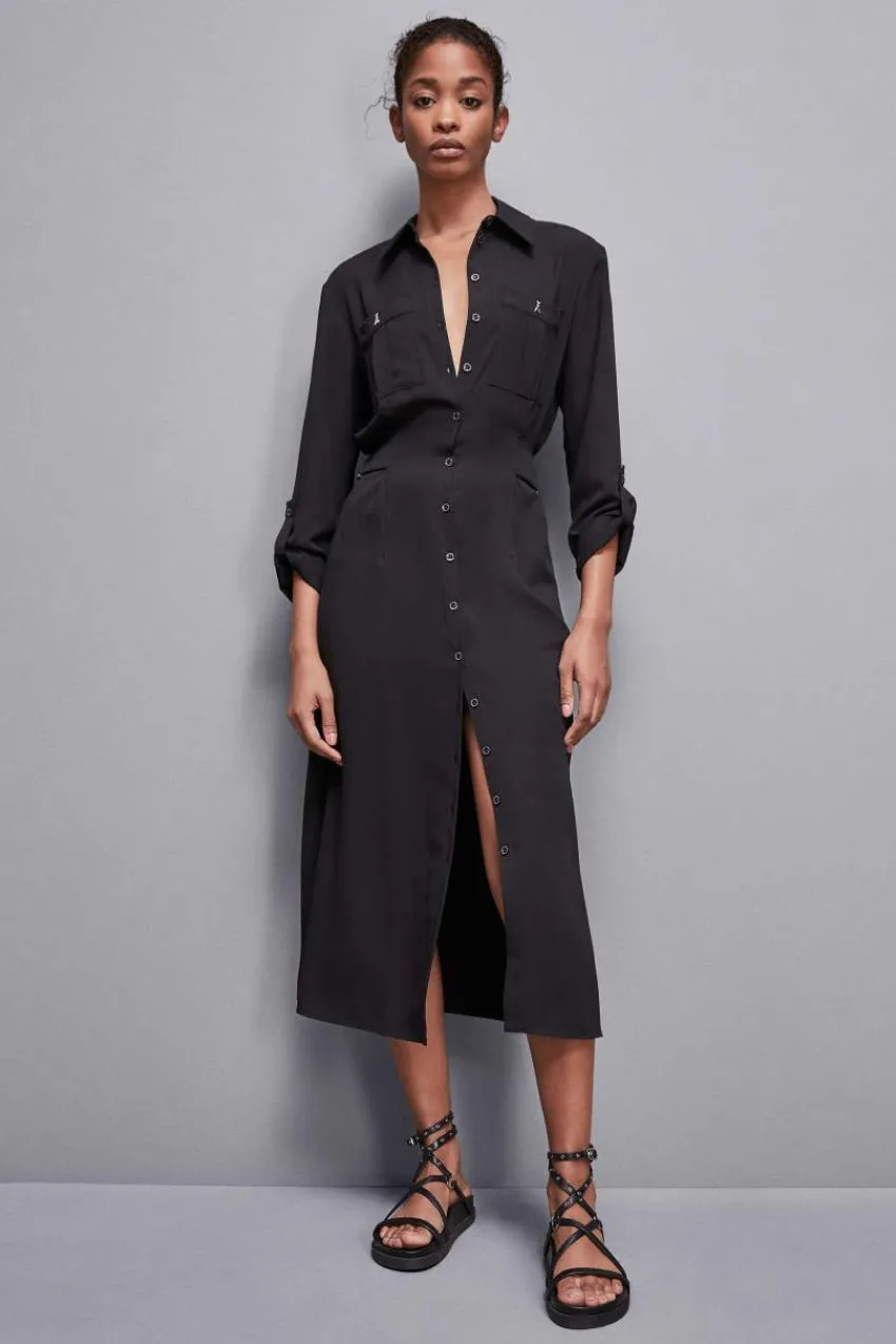 Patrizia Pepe Midi<Langärmeliges Hemdblusenkleid