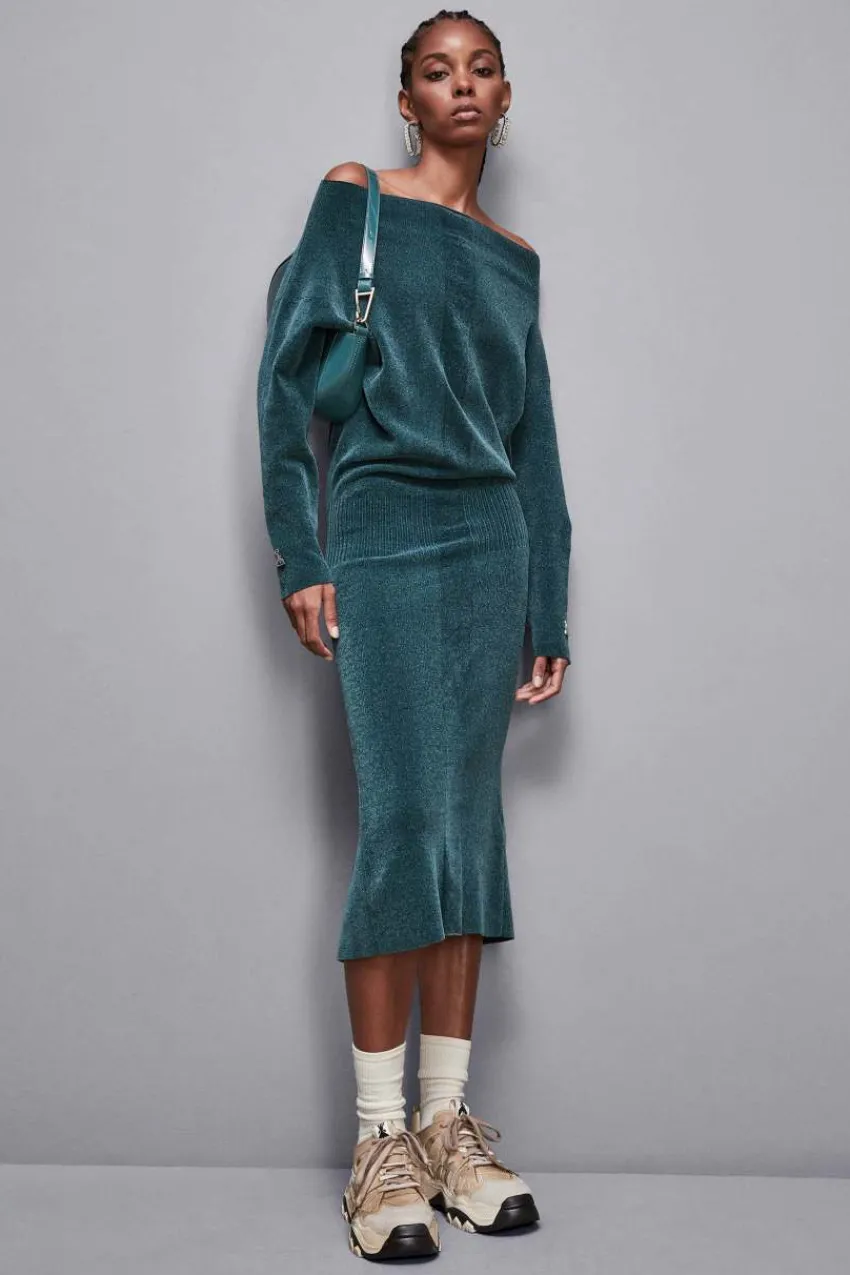 Patrizia Pepe Strick | Midi<Langärmeliges Kleid aus Chenille