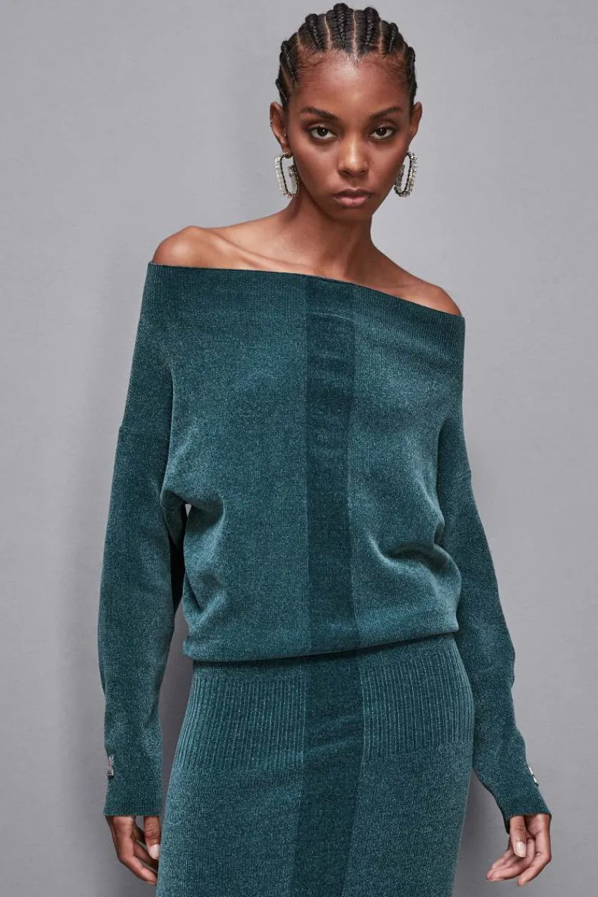 Patrizia Pepe Strick | Midi<Langärmeliges Kleid aus Chenille