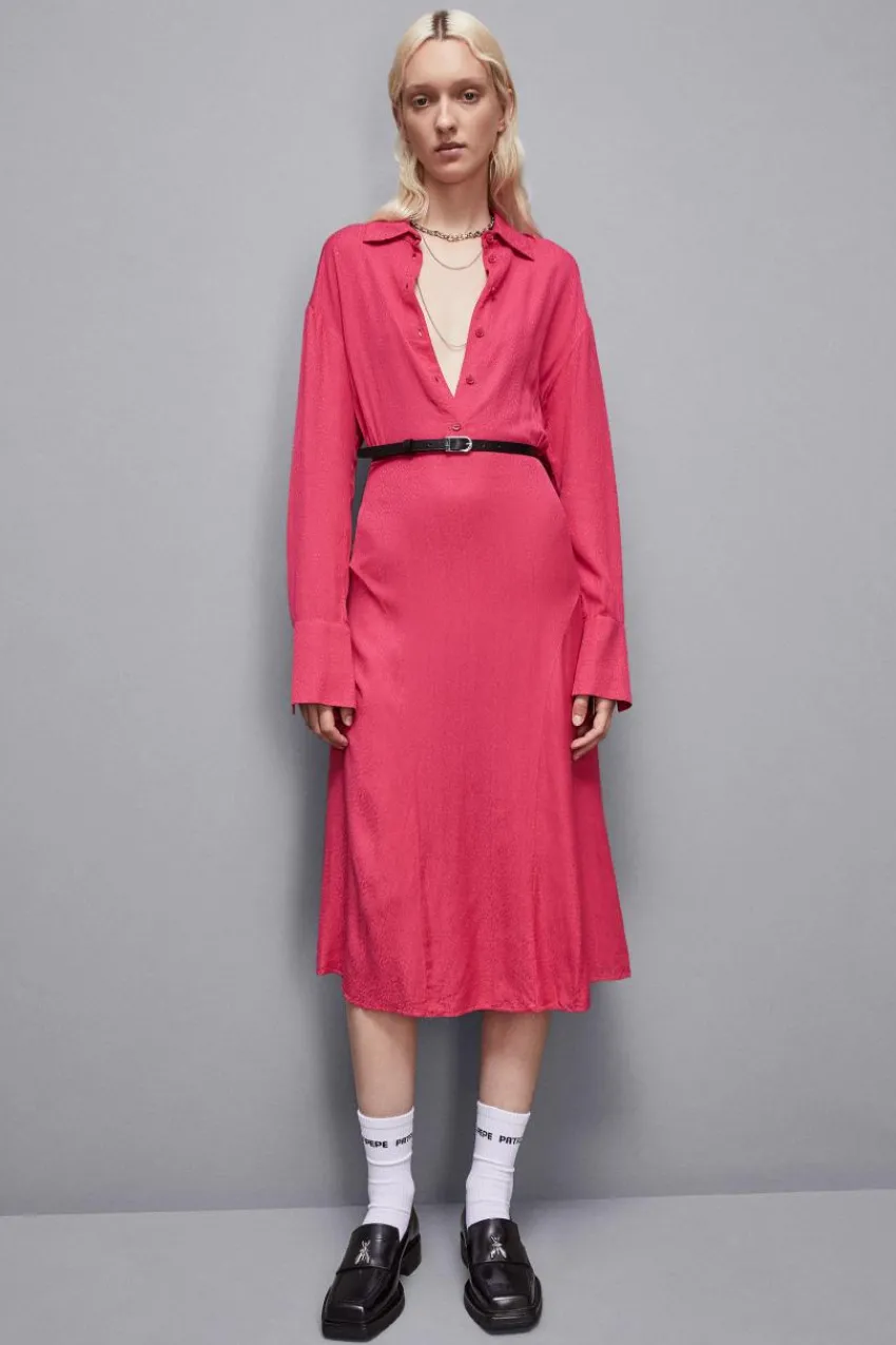 Patrizia Pepe Midi<Langärmeliges Kleid aus Viskose