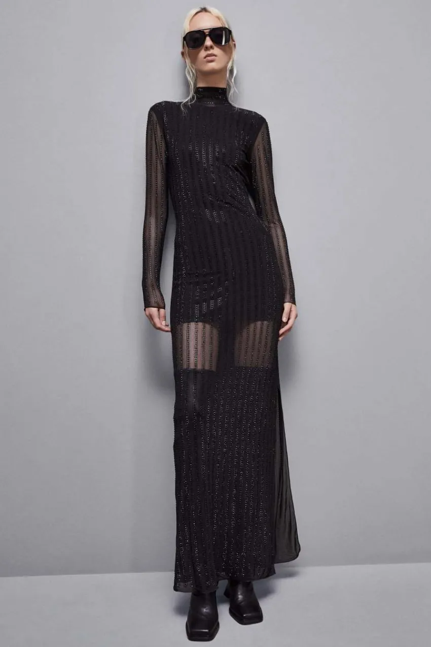 Patrizia Pepe Party Outfits | Maxi<Langärmeliges Kleid mit Strassteinen