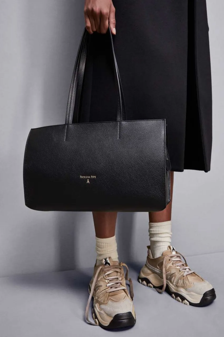 Patrizia Pepe Shopper<Leder-Einkaufstasche mit Reißverschluss