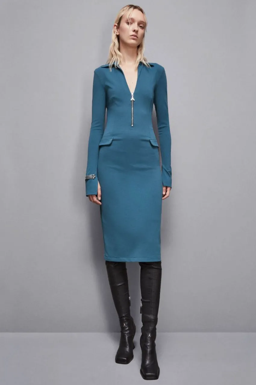 Patrizia Pepe Midi<Midikleid mit Reißverschluss aus Stoff