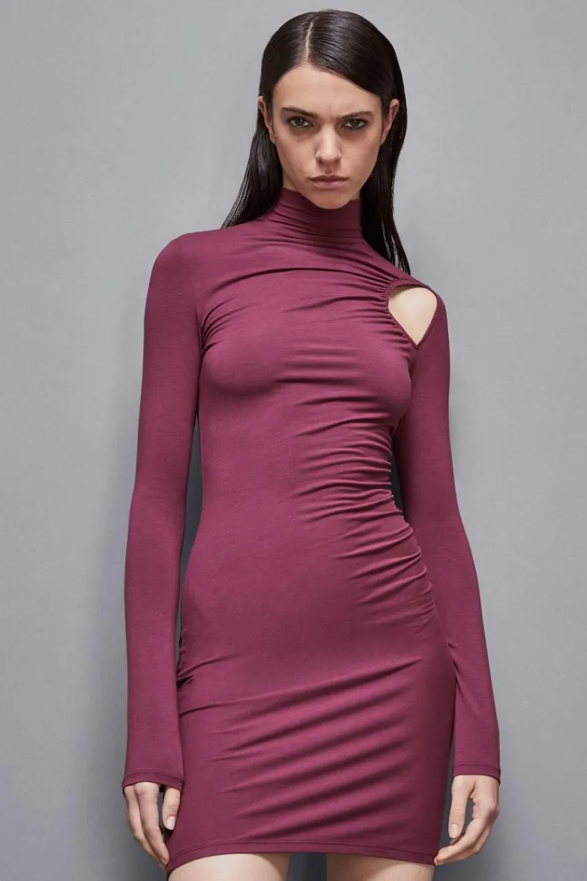 Patrizia Pepe Mini<Minikleid mit hohem Kragen aus Jersey