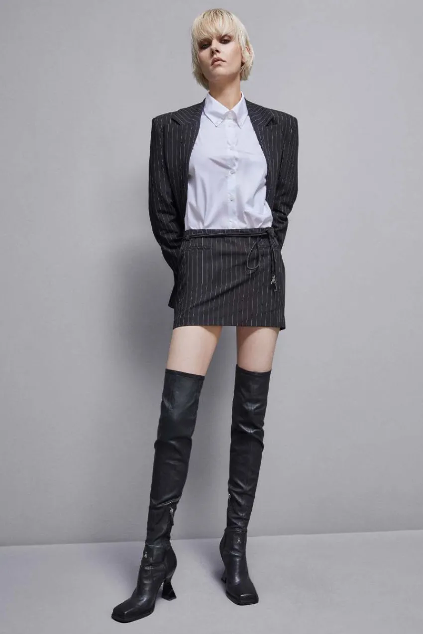 Patrizia Pepe Mini | Anzüge<Minirock mit Nadelstreifen und niedrigem Bund