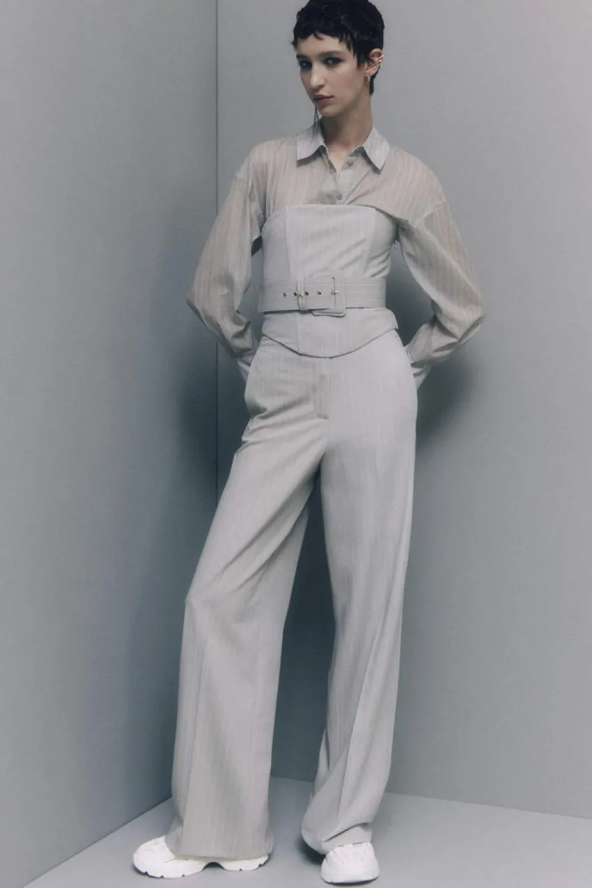 Patrizia Pepe Abschlussfeier Outfits | Palazzohosen<Nadelstreifenhose aus Flanell