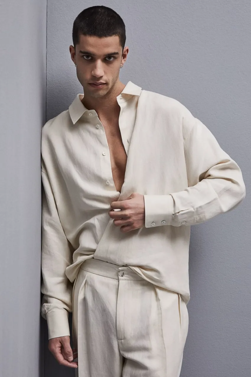 Herren Patrizia Pepe T-shirts & Hemdblusen<Oversize-Hemd aus Leinen und Viskose