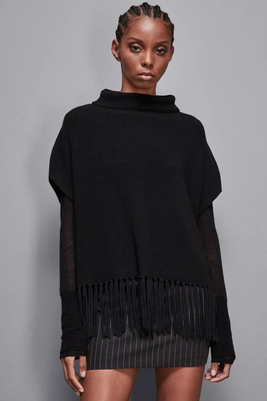 Patrizia Pepe Tücher<Poncho mit Fransen aus Bio-Wolle