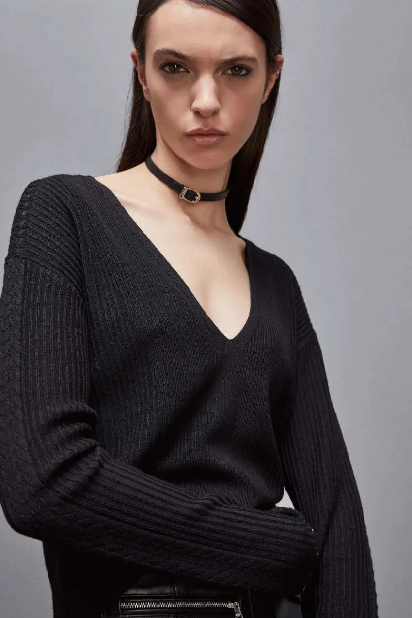 Patrizia Pepe Pullover<Rippstrickpullover aus Wolle Essential