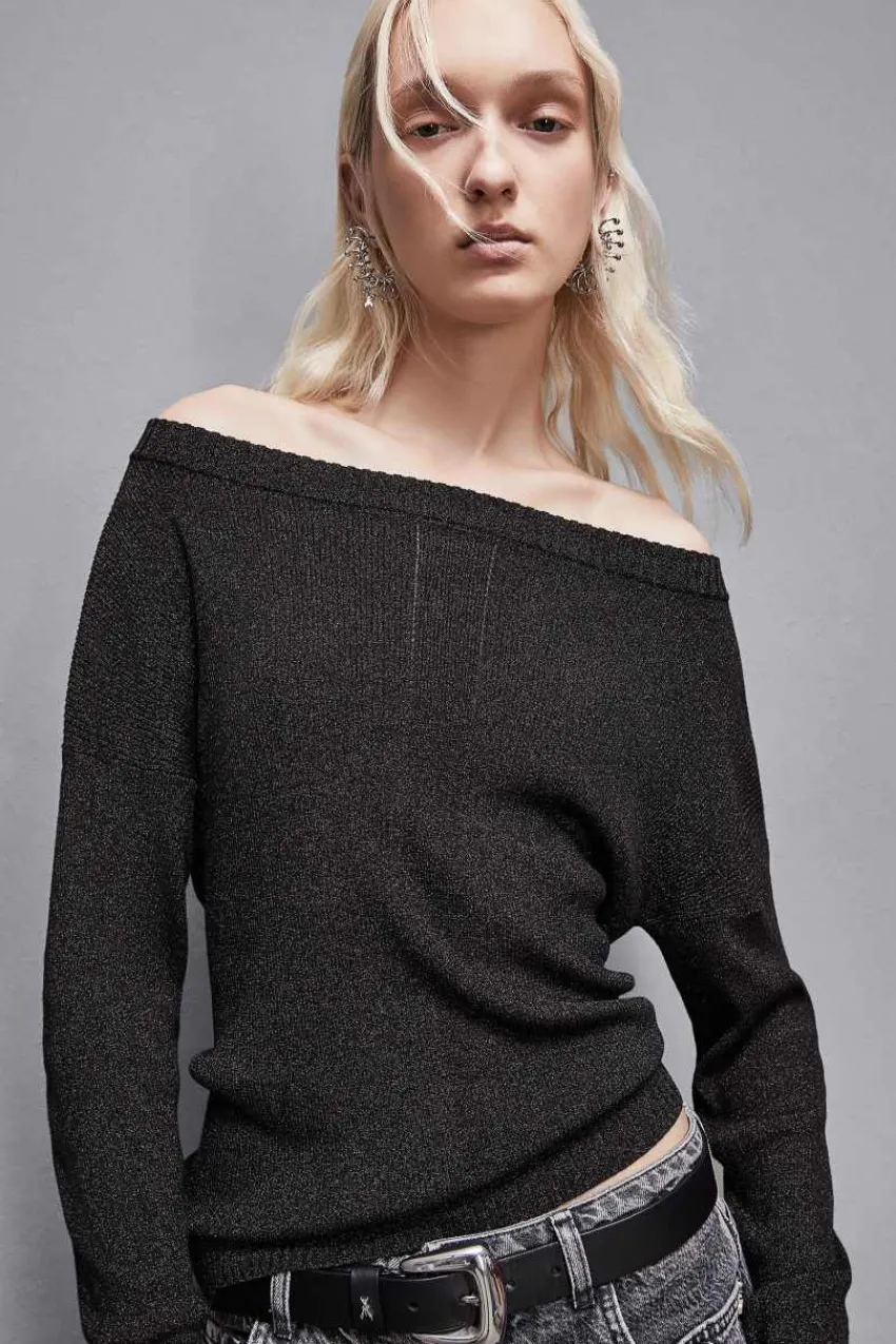 Patrizia Pepe Pullover<Rippstrickpullover mit Lurex Essential