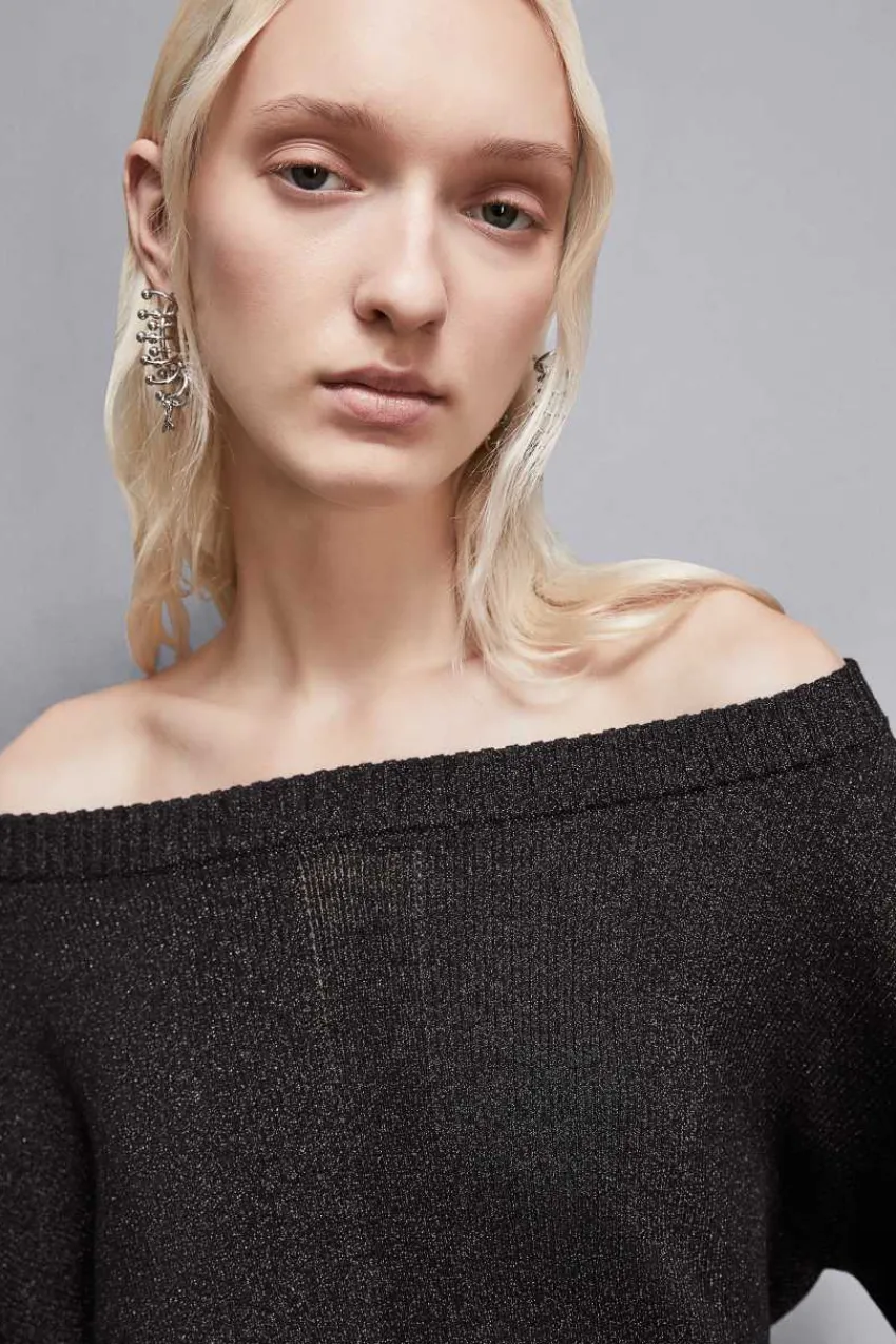 Patrizia Pepe Pullover<Rippstrickpullover mit Lurex Essential